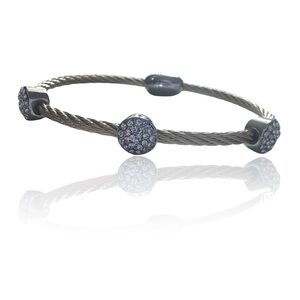 Dyana Double Cable 3 Circle Silver Rhinestone Bracelet Magnetic NEW